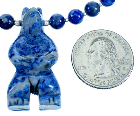 Denim Lapis Bear Sterling Silver Jewelry Bead Necklace RX114159